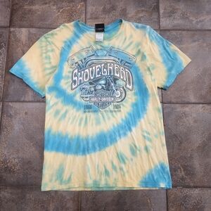 Harley Davidson Motorcycles Men's Medium Y2K Shovelhead Tie Dye T Shirt